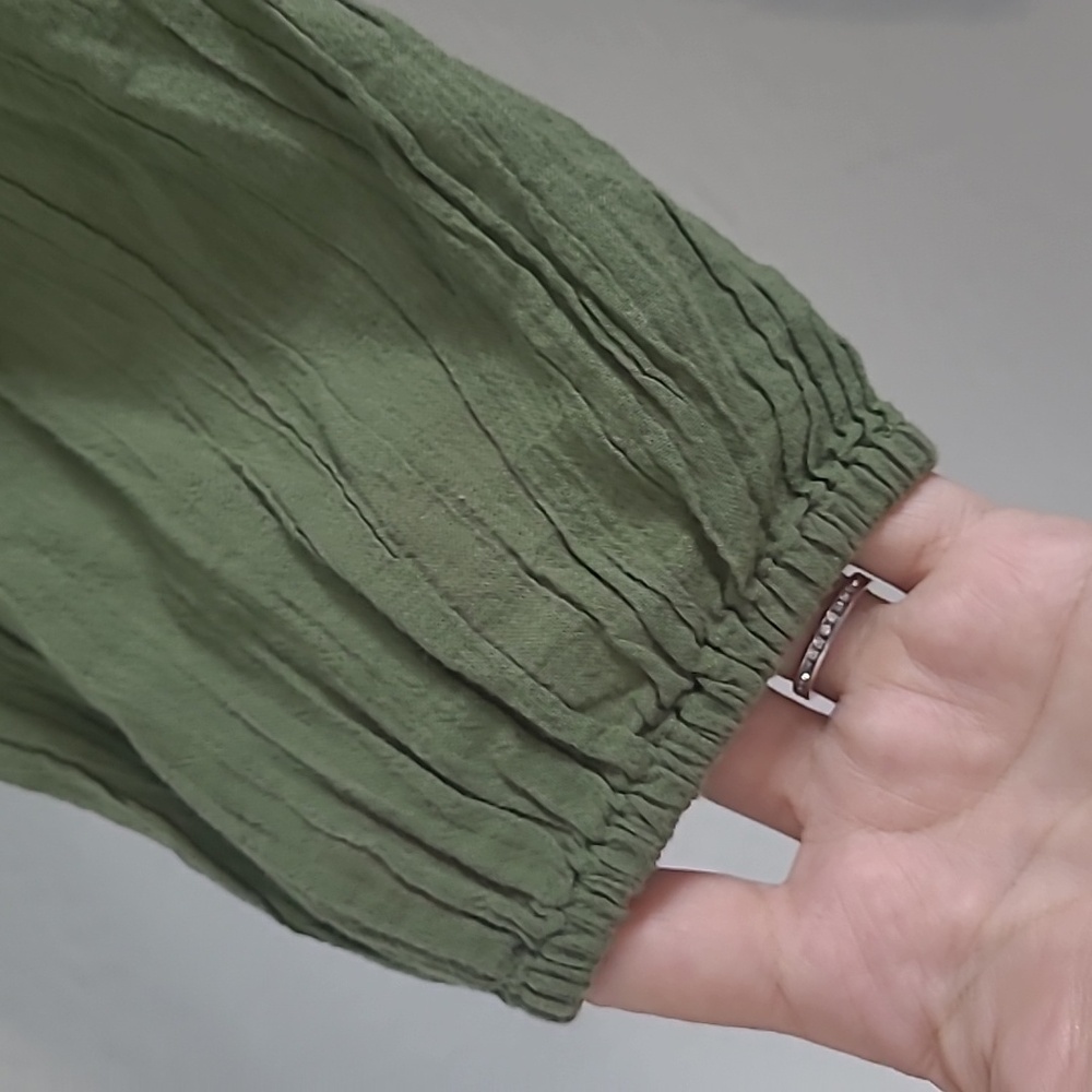 Aerie Olive Green Women's  Earty Light Natural Material Oversized Top S/P - Picture 3 of 5